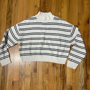 H&M White and Black Striped Sweater